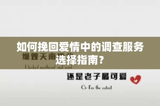 如何挽回爱情中的调查服务选择指南？