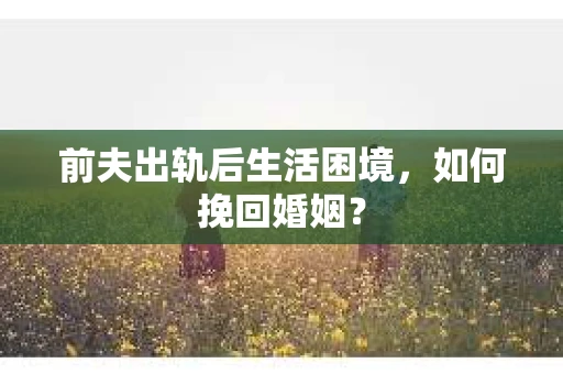 前夫出轨后生活困境，如何挽回婚姻？